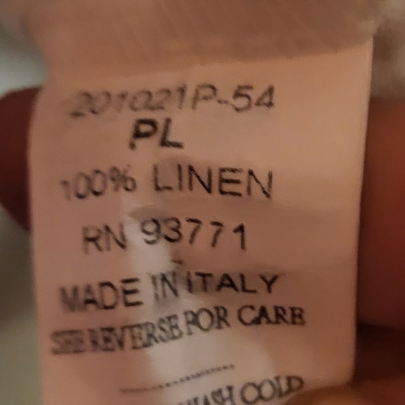 Vasna Italy Linen White Roll Sleeve Unlined Dress With Pockets Size Petite Large - Picture 8 of 8